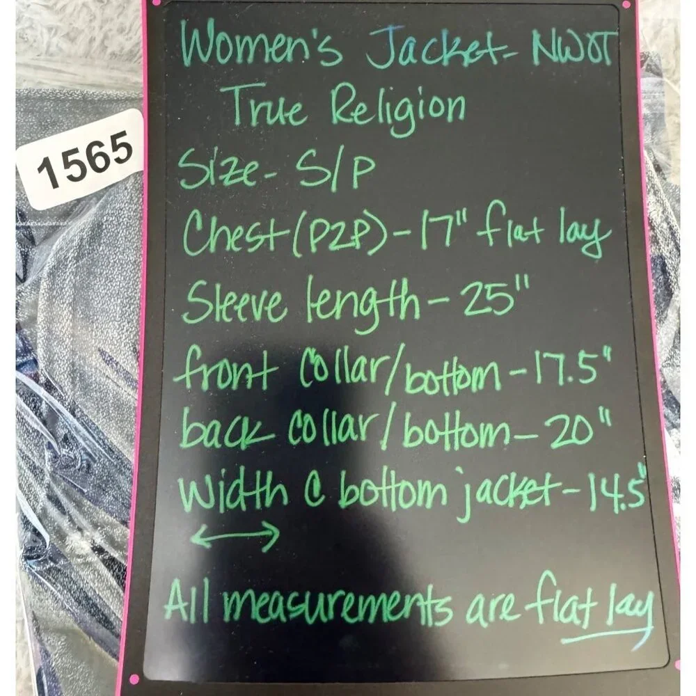 NWOT True Religion Womens S/P Denim Jacket Made-USA Button-Up Faded Blue Casual - Picture 11 of 12